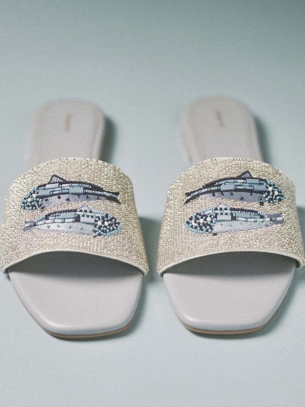 Never Worn Anthropologie Maeve Fiona Sardine Beaded Slide Sandals Size 9